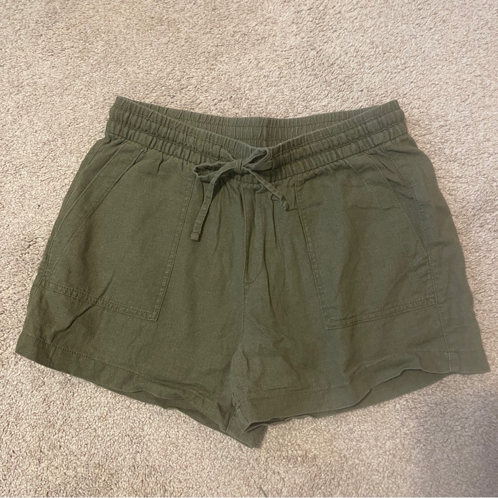 Old Navy Small Women’s Shorts Green Linen Blend Pockets S